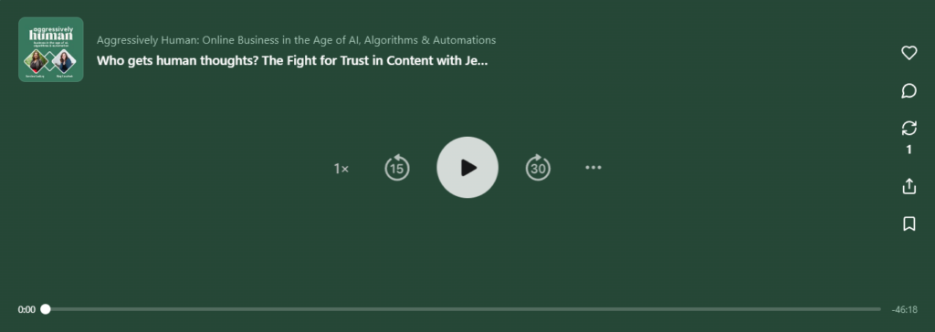 Screenshot of podcast player